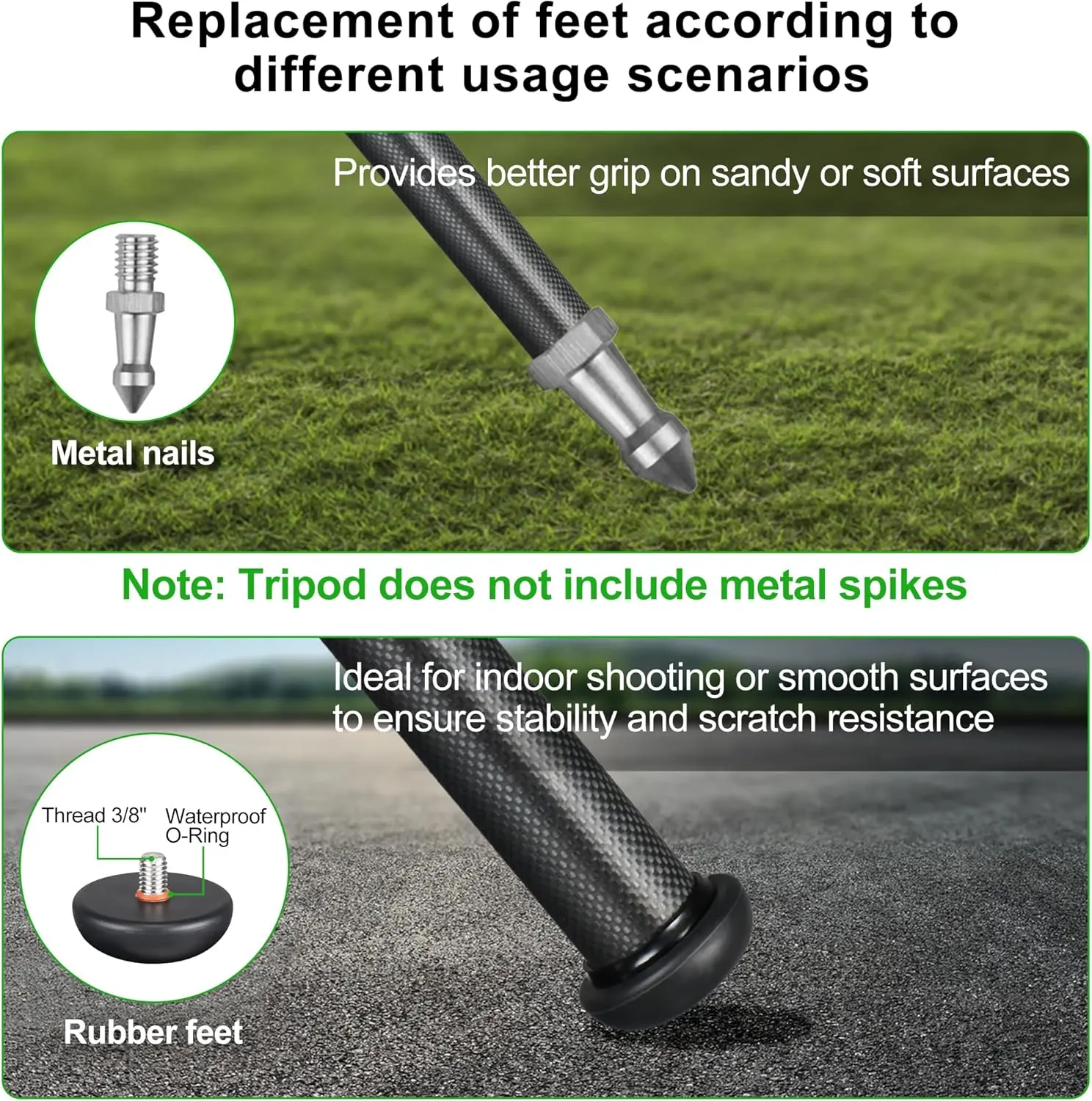 FANAUE ST-3620-65 Carbon Fiber Tripod With Arca Swiss quick release plate clamp with Rotating Ball Head Adapter,Load 55.12lb/25kg_2