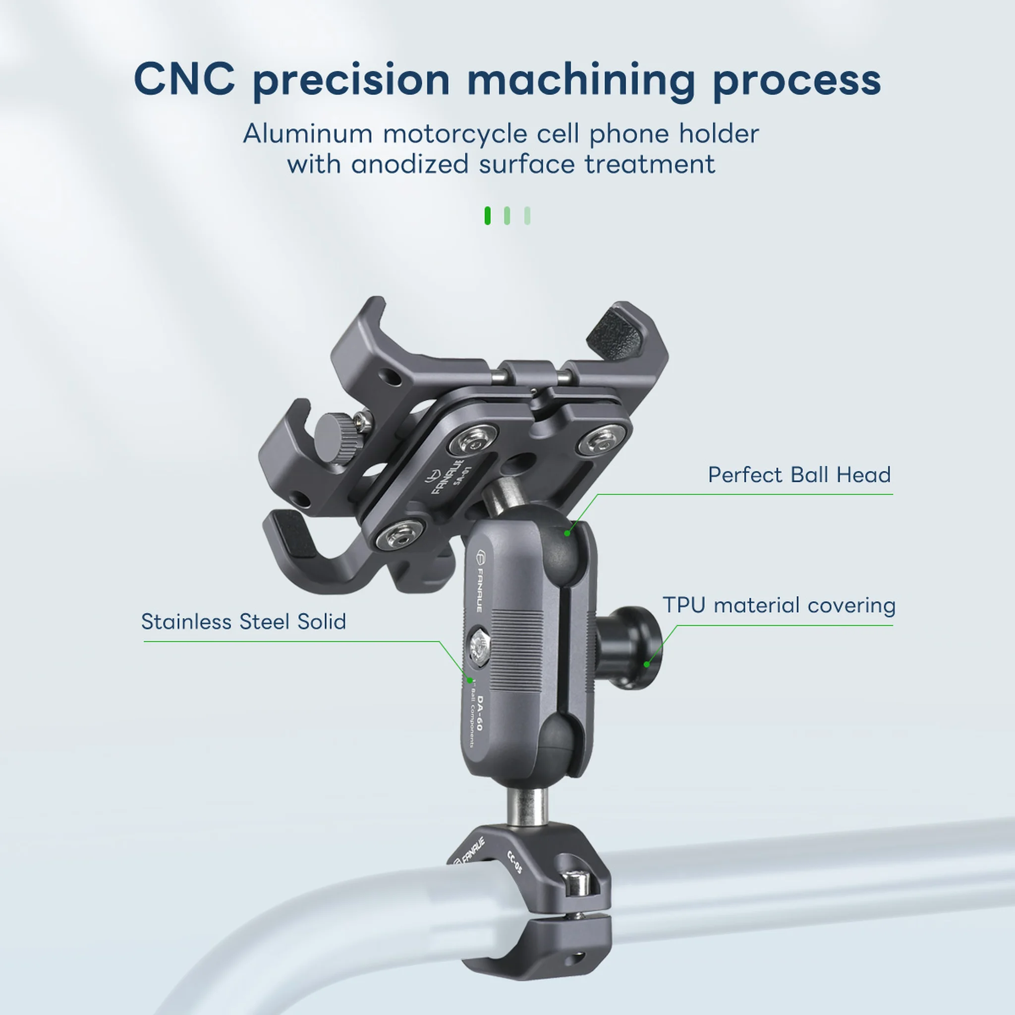 ANAUE Motorcycle Phone Mount Adapter with Shock Absorption Anti-Theft Function