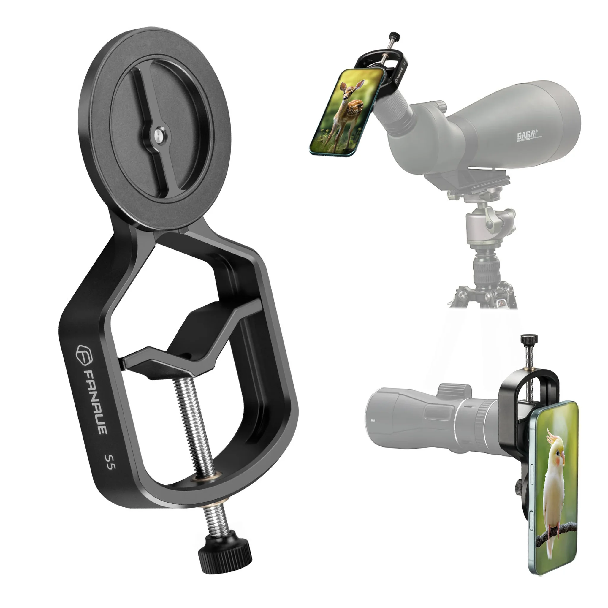 Magnetic Universal Spotting Scope Phone Adapter, Fits 2.16" Eyepiece Max（Only Available for iPhone）
