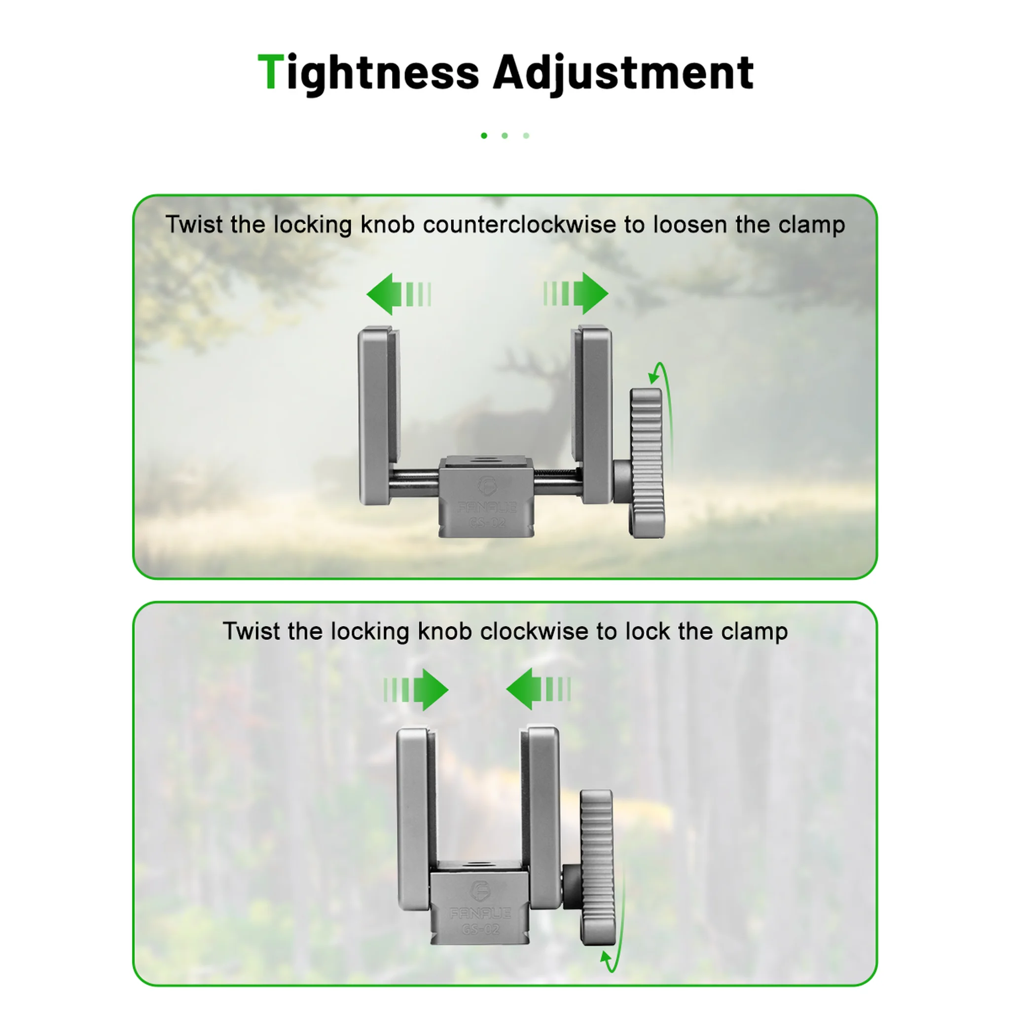 FANAUE GS-02 Arca Swiss Hunting Tripod Clamp with Quick Release Plate for Enhanced Accuracy in Hunting and Shooting