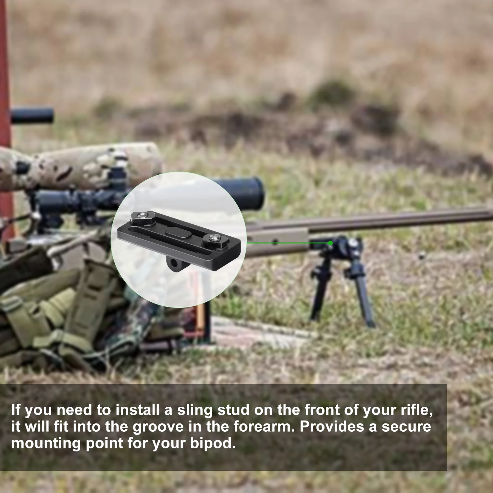 FANAUE Bipod Adapter Bipod Mount Sling Stud 3 T-Nuts 3 Screws and 1 Wrench (Mlok bipod Adapter)