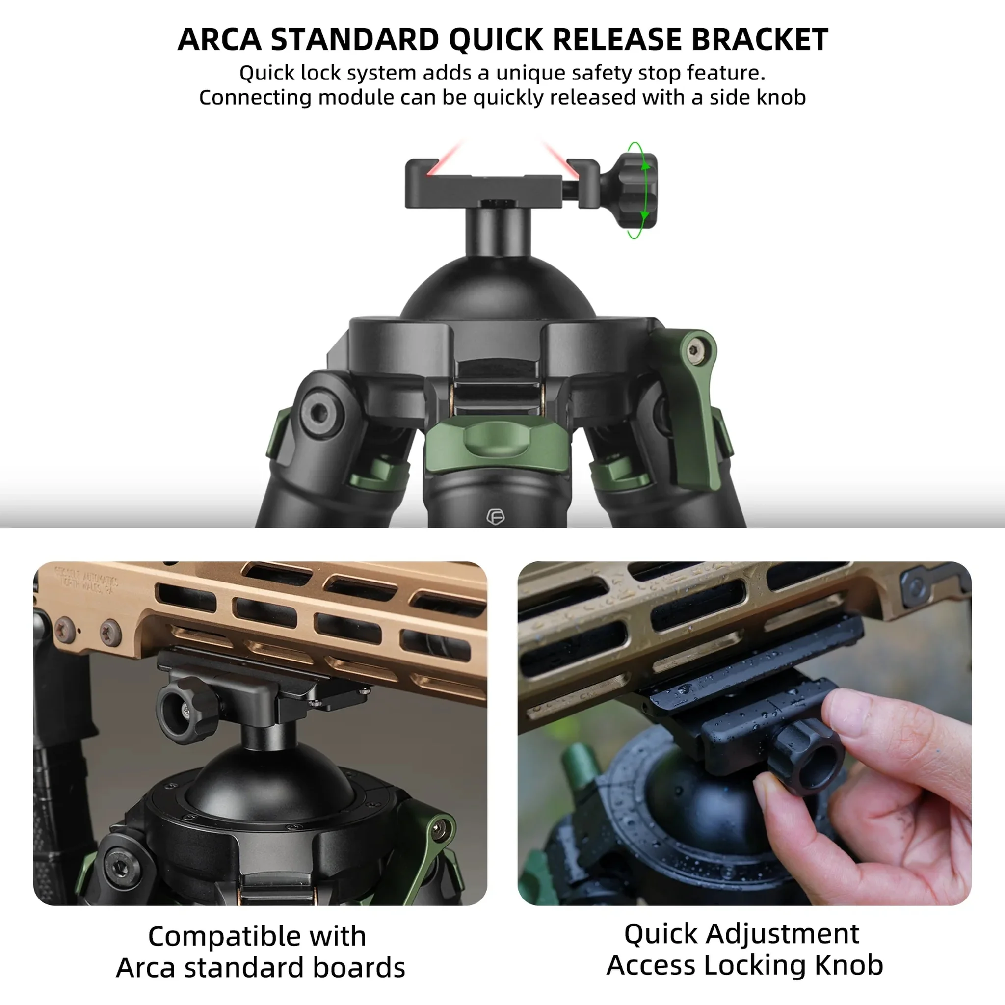 FANAUE ST-65 Carbon Fiber Tripod With Arca Swiss quick release plate clamp with Rotating Ball Head Adapter,Load 55.12lb/25KG