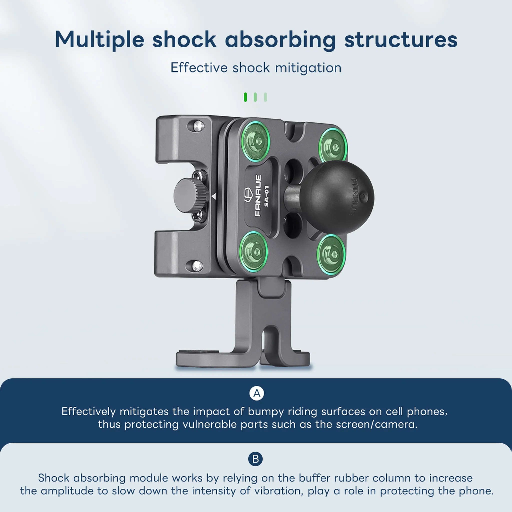 ANAUE Motorcycle Phone Mount Adapter with Shock Absorption Anti-Theft Function