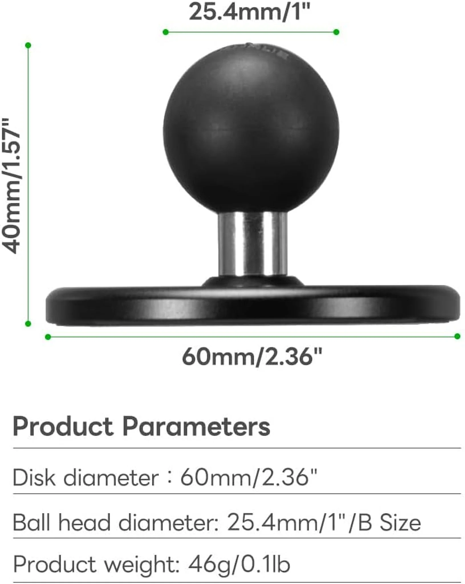 FANAUE Cell Phone Holder Base with 25/20/17mm Ball Head Magnetic Car Phone Mount Stand Compatible with RAM Mount B Size 1 inch, can be Mounted on car Dashboard, Windshield, Suitable for 4.7-7.5" Smartphone