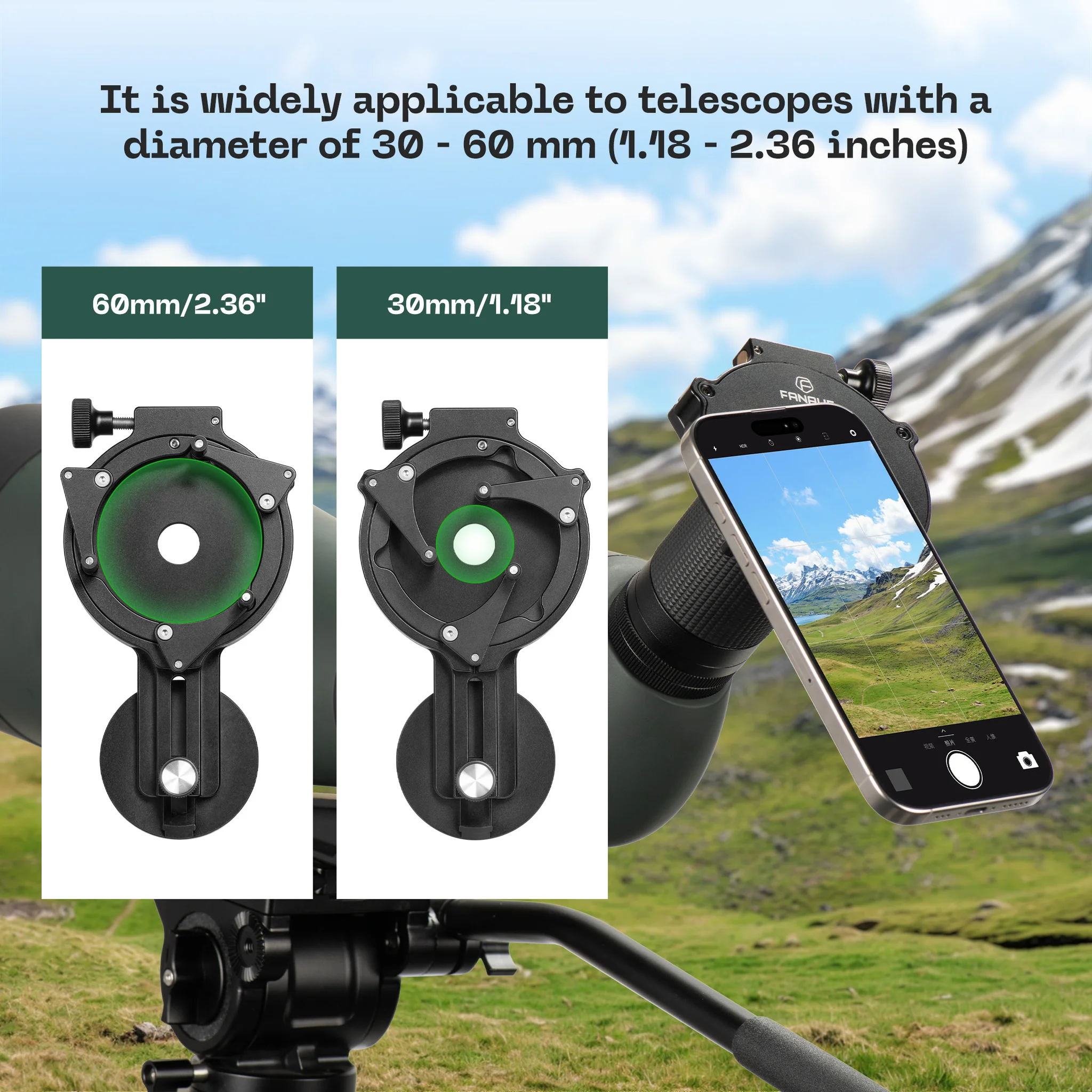 FANAUE Smartphone Digiscoping Adapter with Magnetic Mount For for Binoculars and Spotting Scope