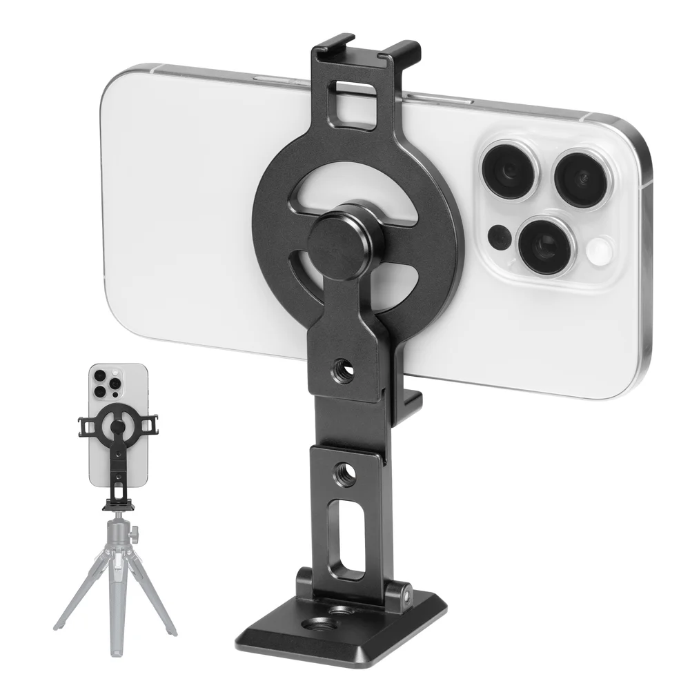 FANAUE MT-04 Magnetic Phone Tripod Mount Holder with Cold Shoe Arca Swiss QR Base Plate,1/4" & 3/8'' Screw_main