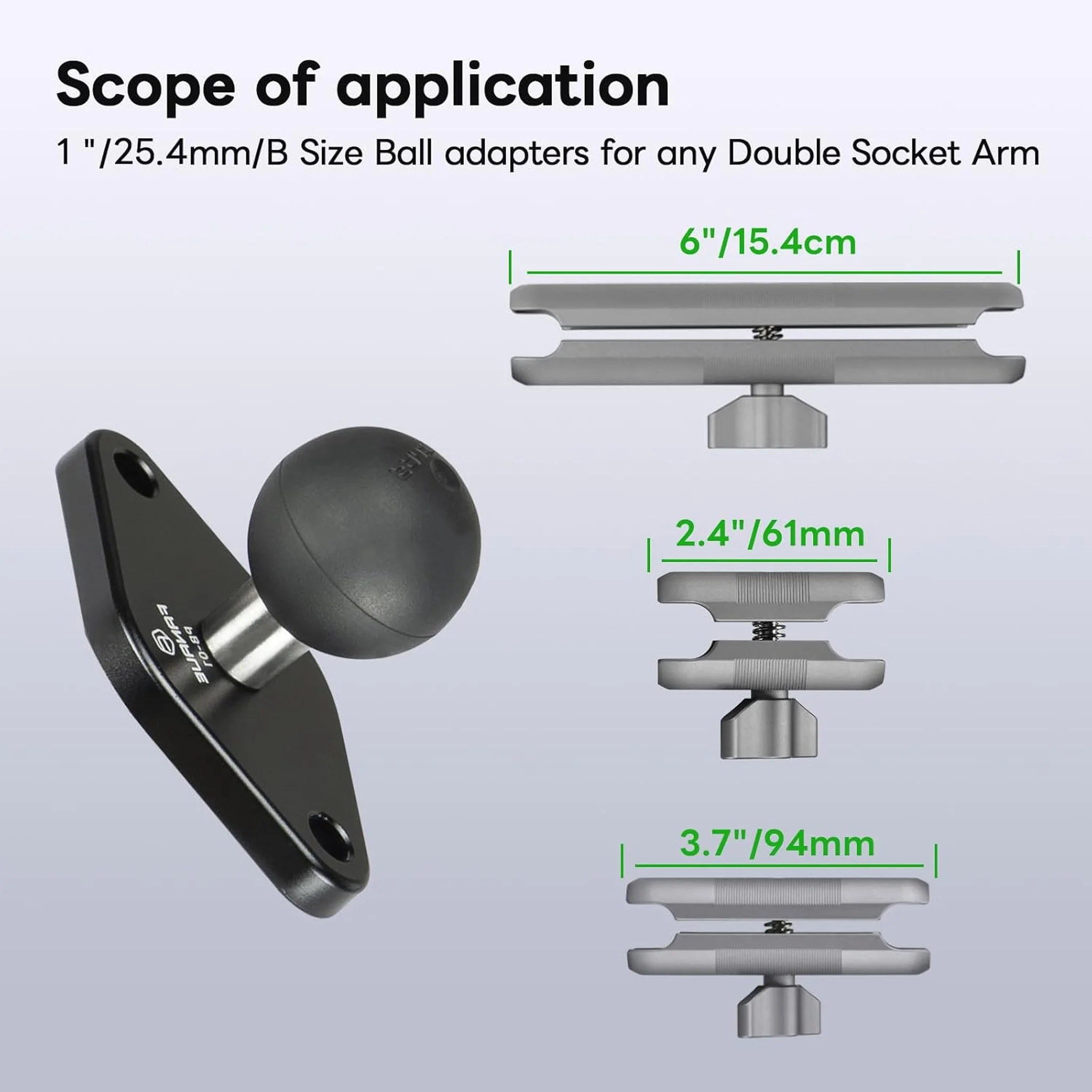 FANAUE 2 Pack 25/20/17 TPU Ball Mount Diamond Base, Compatible with RAM Mount B Size 1" Ball Double Socket Arm, Meets Industry Standard AMPS 1.912'' Hole Pattern