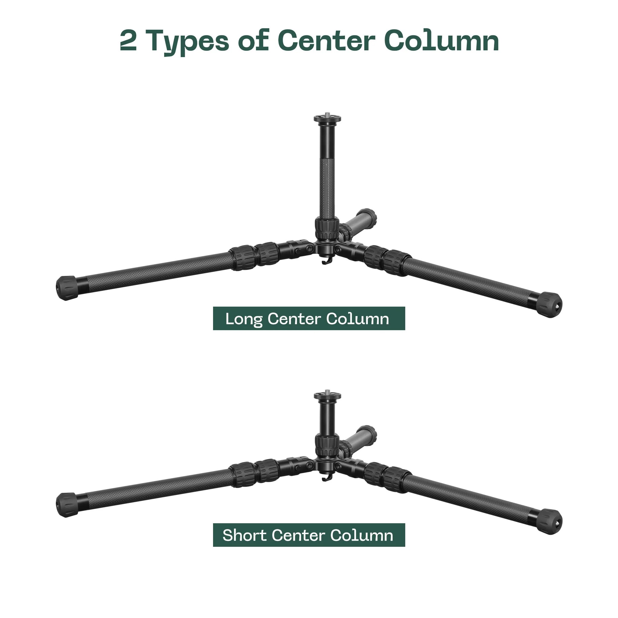 FANAUE HTC-2830CT Inverted Carbon Fiber Travel Tripod with Center Column for DSLR Cameras, 3-Sections, Load 12KG/26lb
