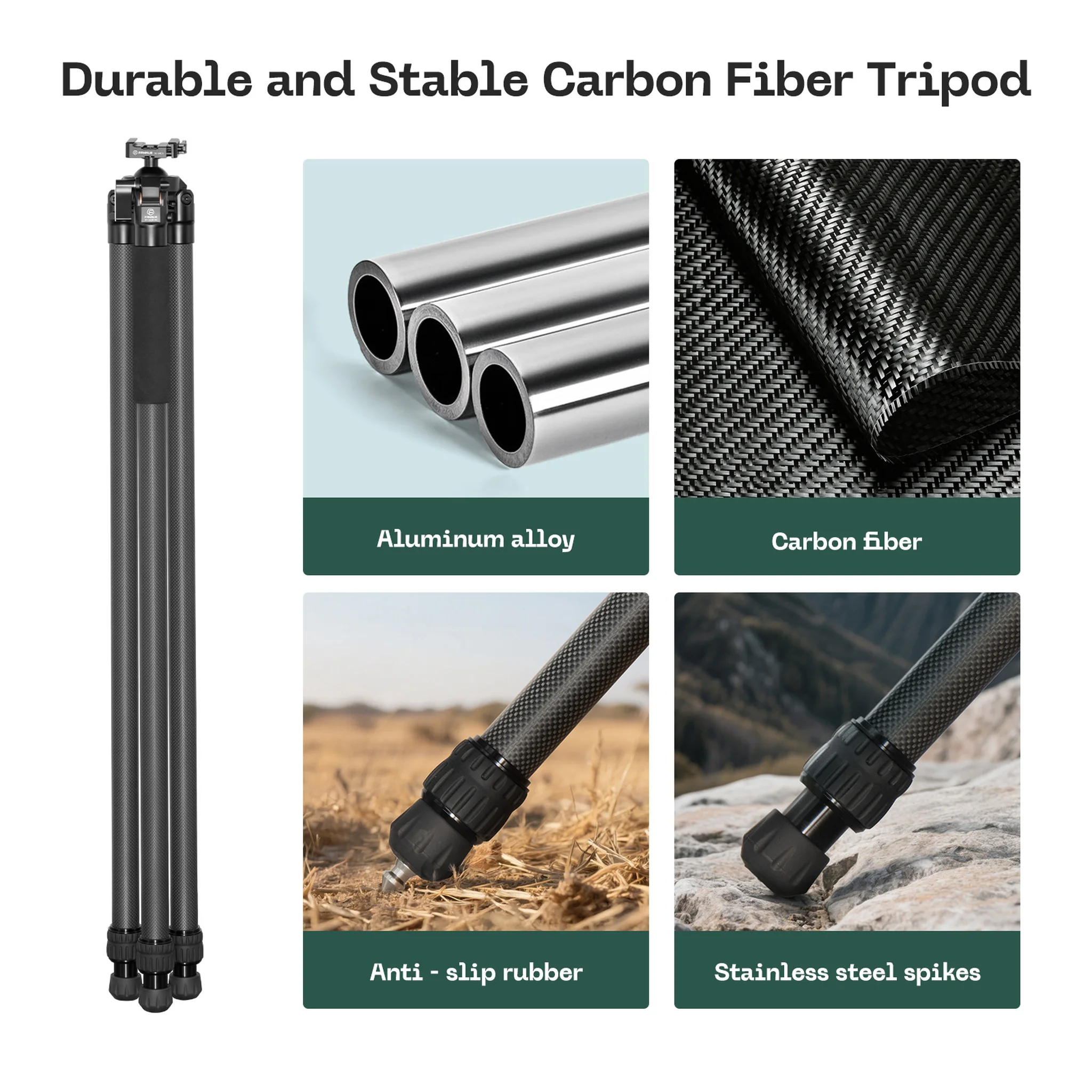 FANAUE 2 Section Standard Tripod Compatible With Arca Swiss and Picatinny Rail for Photography and hunting(64.5")