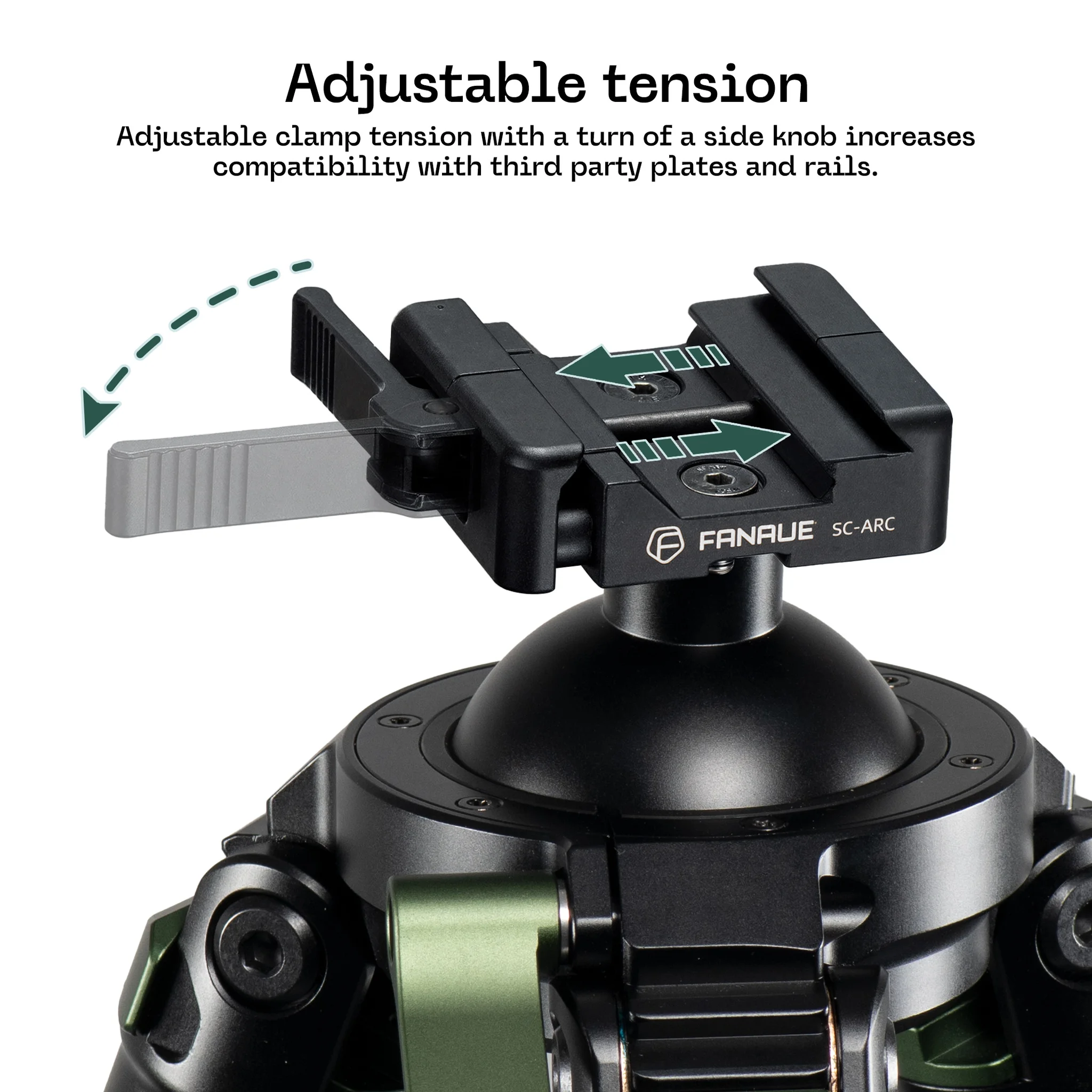 FANAUE Carbon Fiber Tripod With SC-ARC Clamp with Rotating Ball Head Adapter,Load 55.12lb/25kg