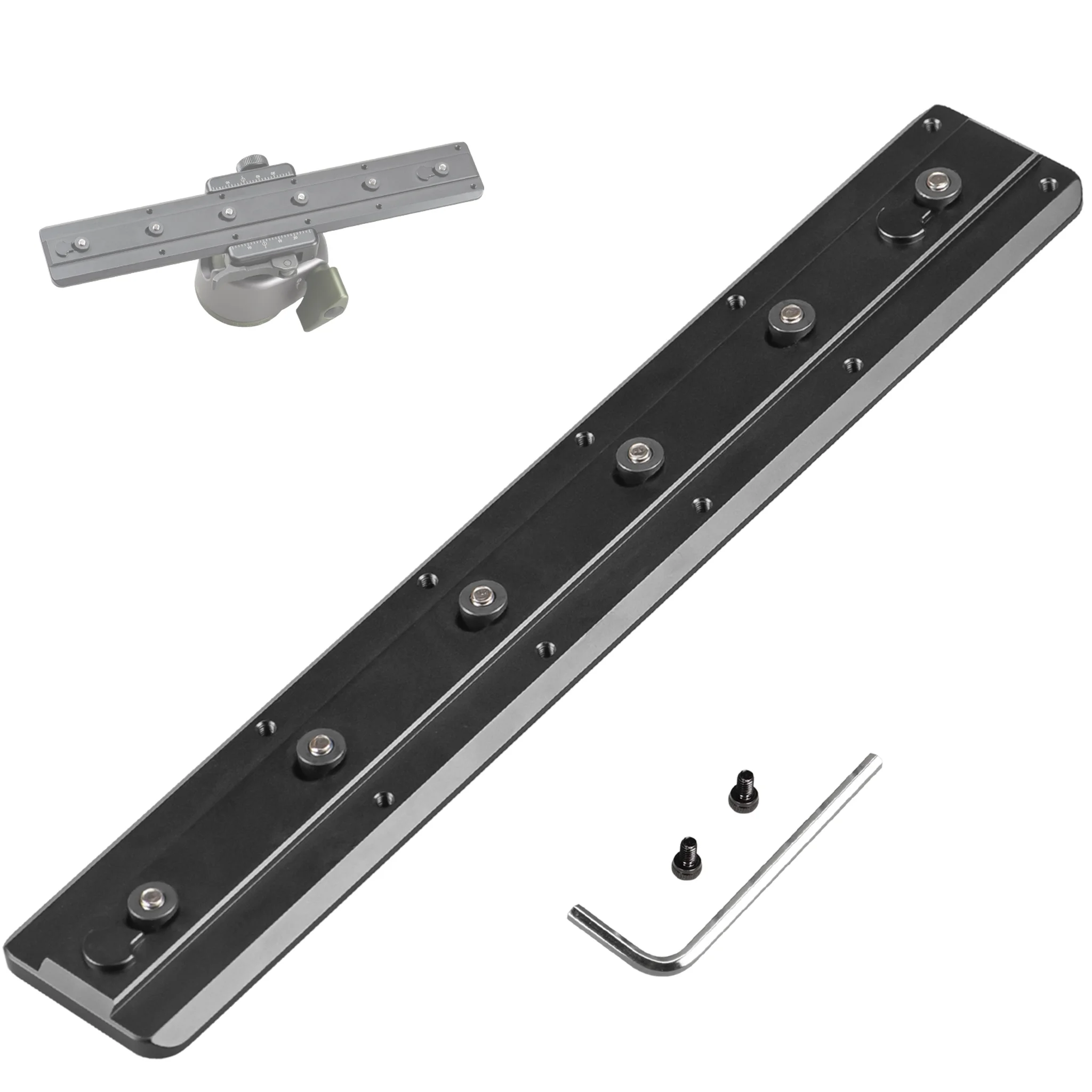 FANAUE Keymod Rail Tripod Plate Adapter Mount BKMOD-240 with Safety Stop Screws,for Tripod Ball Head Ballhead,Compatible Arca Swiss RRS Dovetail(240mm)