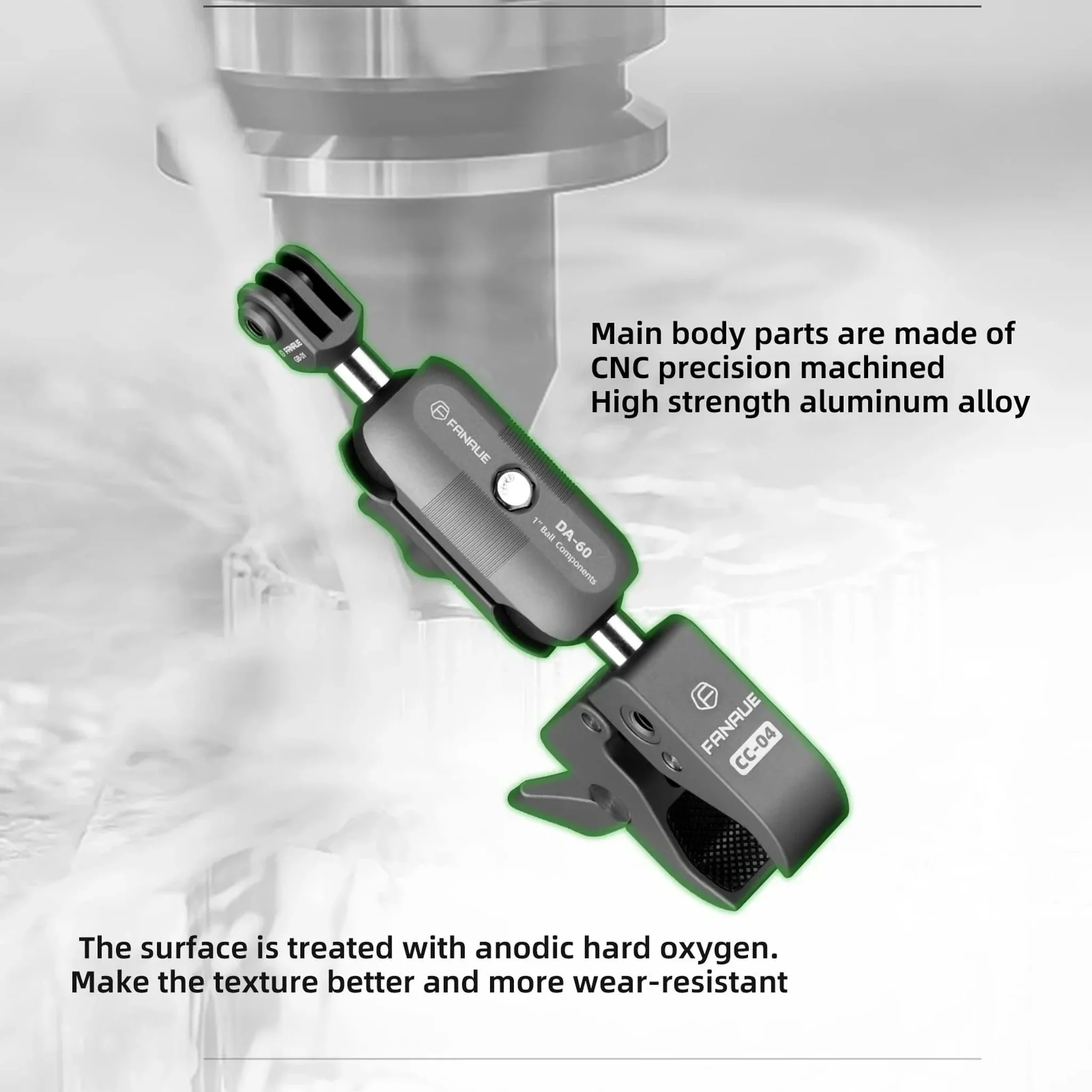 FANAUE Super Clamp Action Camera Mount,Monitor 360° Ballhead Magic Arm Double Ball Head Adapter