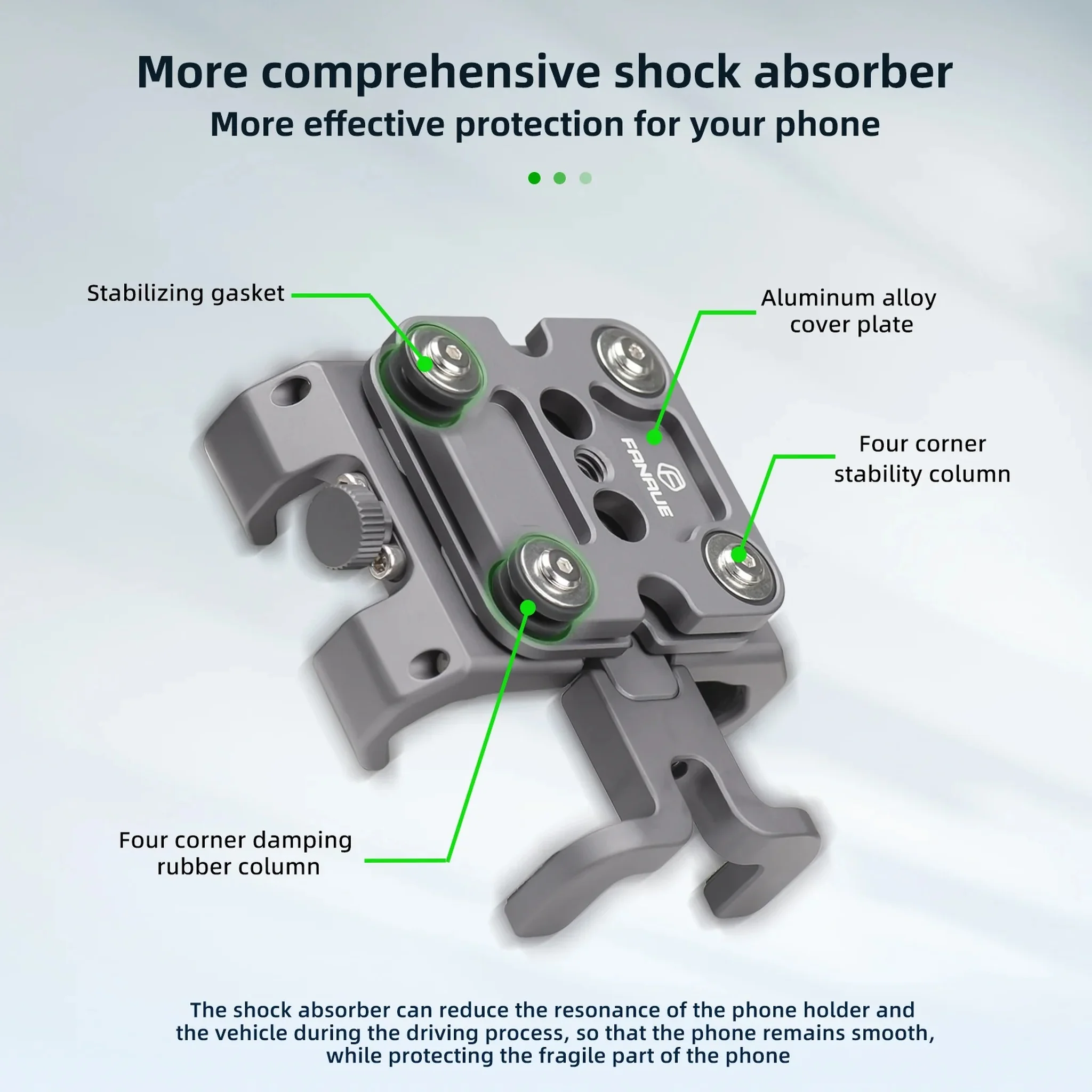 FANAUE CPC-09T6 Motorcycle Phone Mount with Shock Absorber(1" Ball )