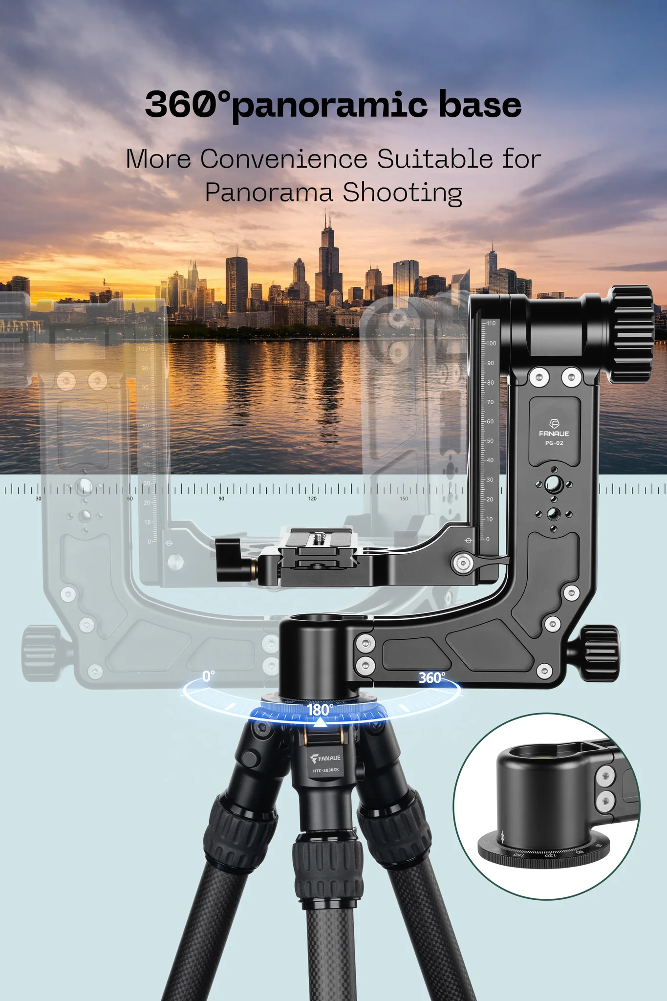 FANAUE 360 Degree Panoramic Gimbal Head Aluminum Load 66 lbs (30 Kgs)(PG-02)
