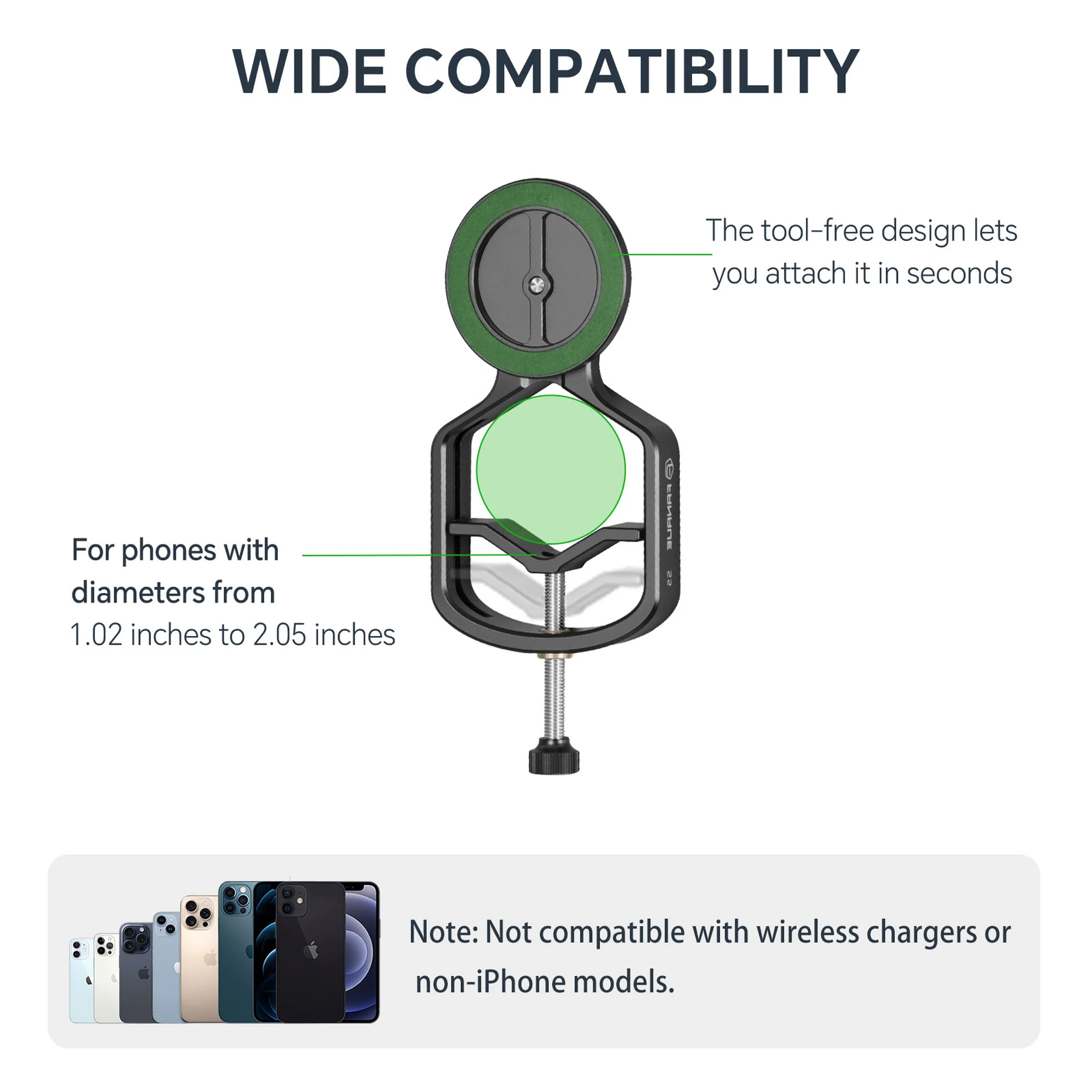 Magnetic Universal Spotting Scope Phone Adapter, Fits 2.16" Eyepiece Max（Only Available for iPhone）