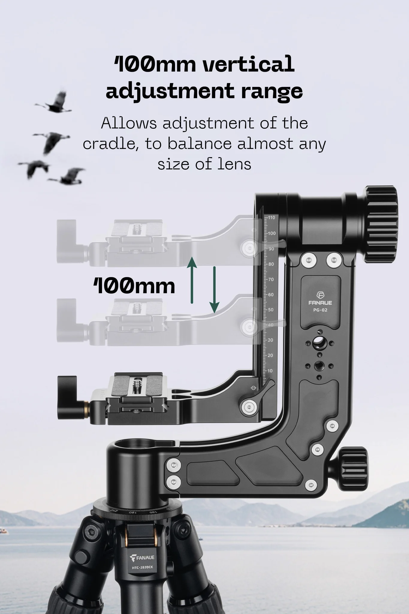FANAUE 360 Degree Panoramic Gimbal Head Aluminum Load 66 lbs (30 Kgs)(PG-02)